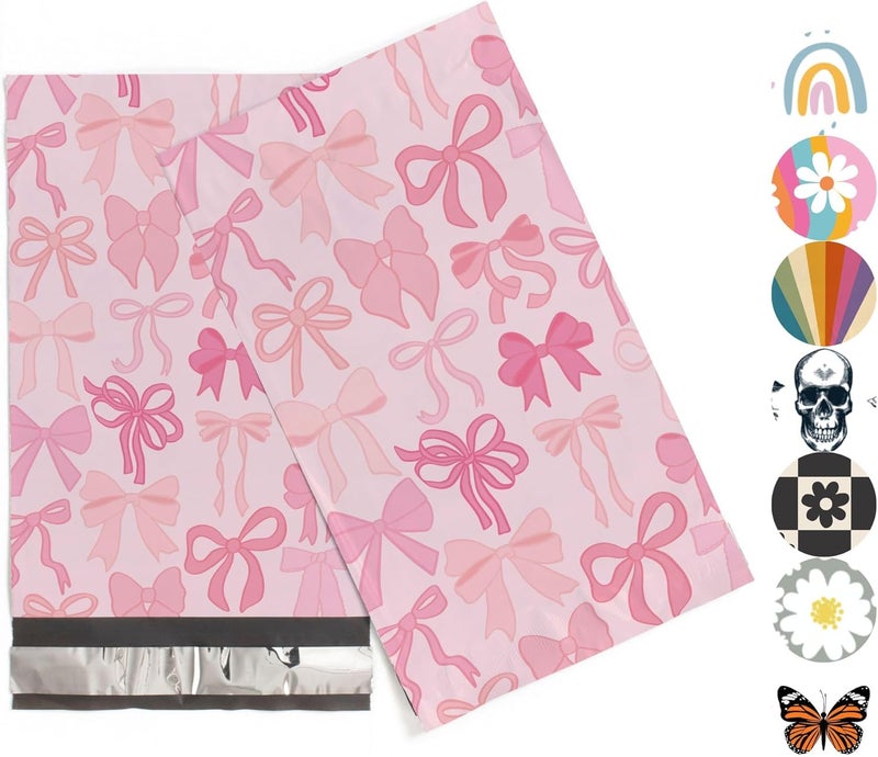 Package Mint 6x9 Poly Mailers – Coquette Bows Design – Waterproof, Tear-Resistant Shipping Bags with Adhesive Seal – 100 Pack – - Image 1